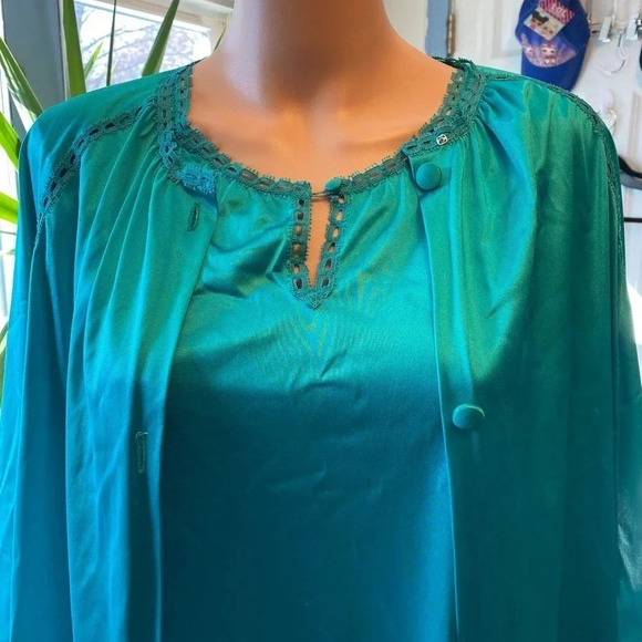 Vintage Vanity Fair 2 Pieces Set Garment Nylon Lingerie Nightgown Women Size M - Picture 10 of 11